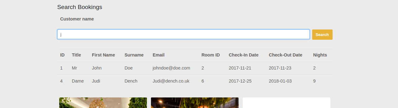 screenshot showing search function