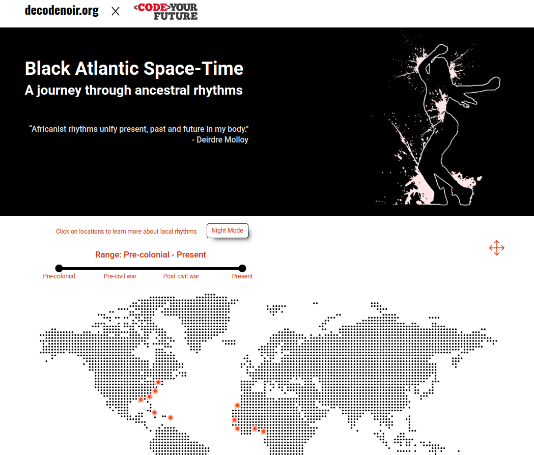 black atlantic rhythm map page screenshot