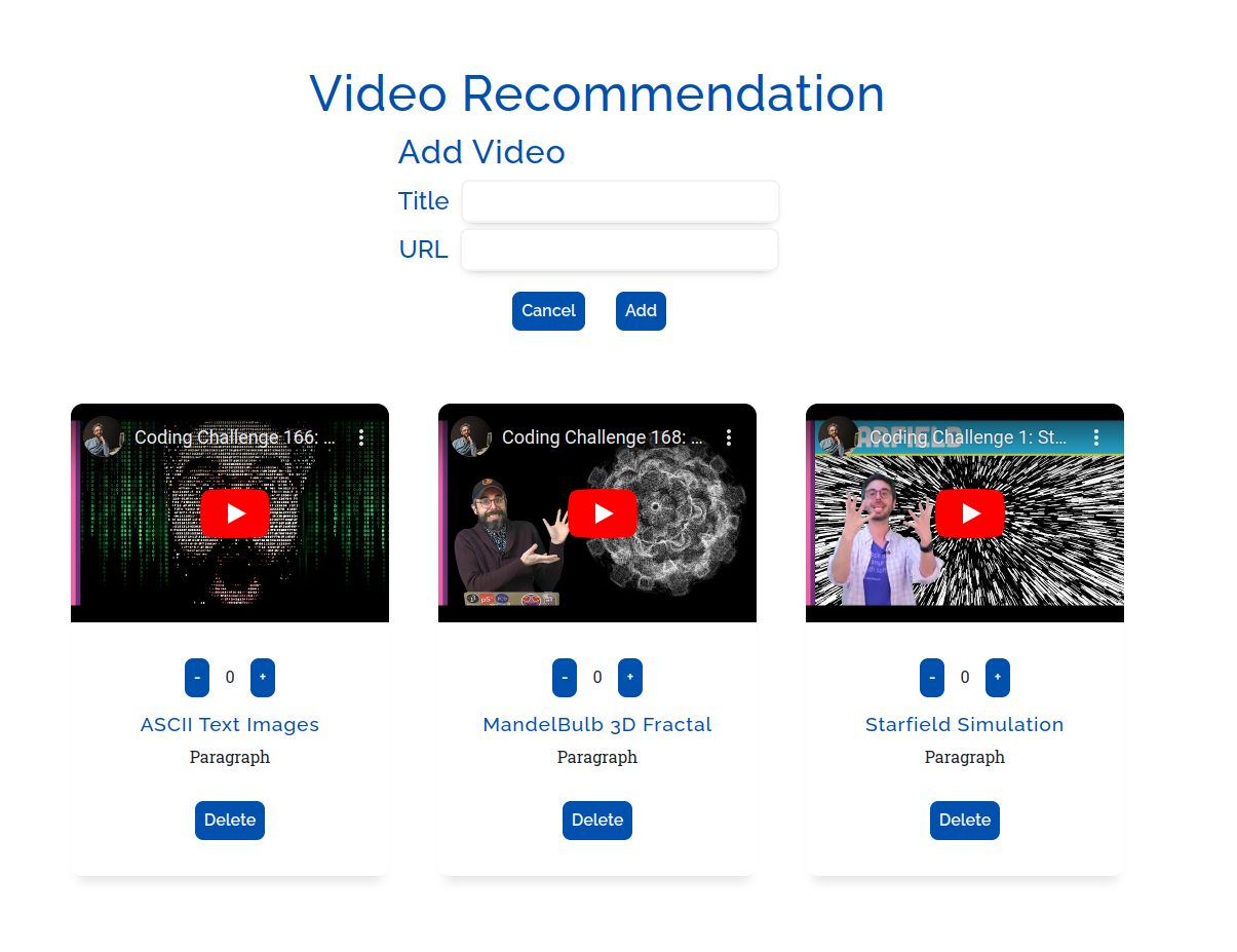 video recommendation screenshot
